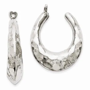 14k White Gold Hammered Hoop Earring Jackets