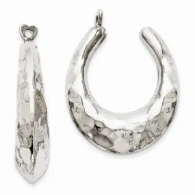 14k White Gold Hammered Hoop Earring Jackets