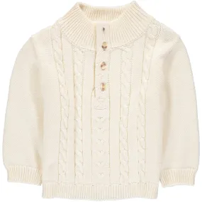 3028-Turtleneck Off White Baby and Toddler Boy Pullover Sweater