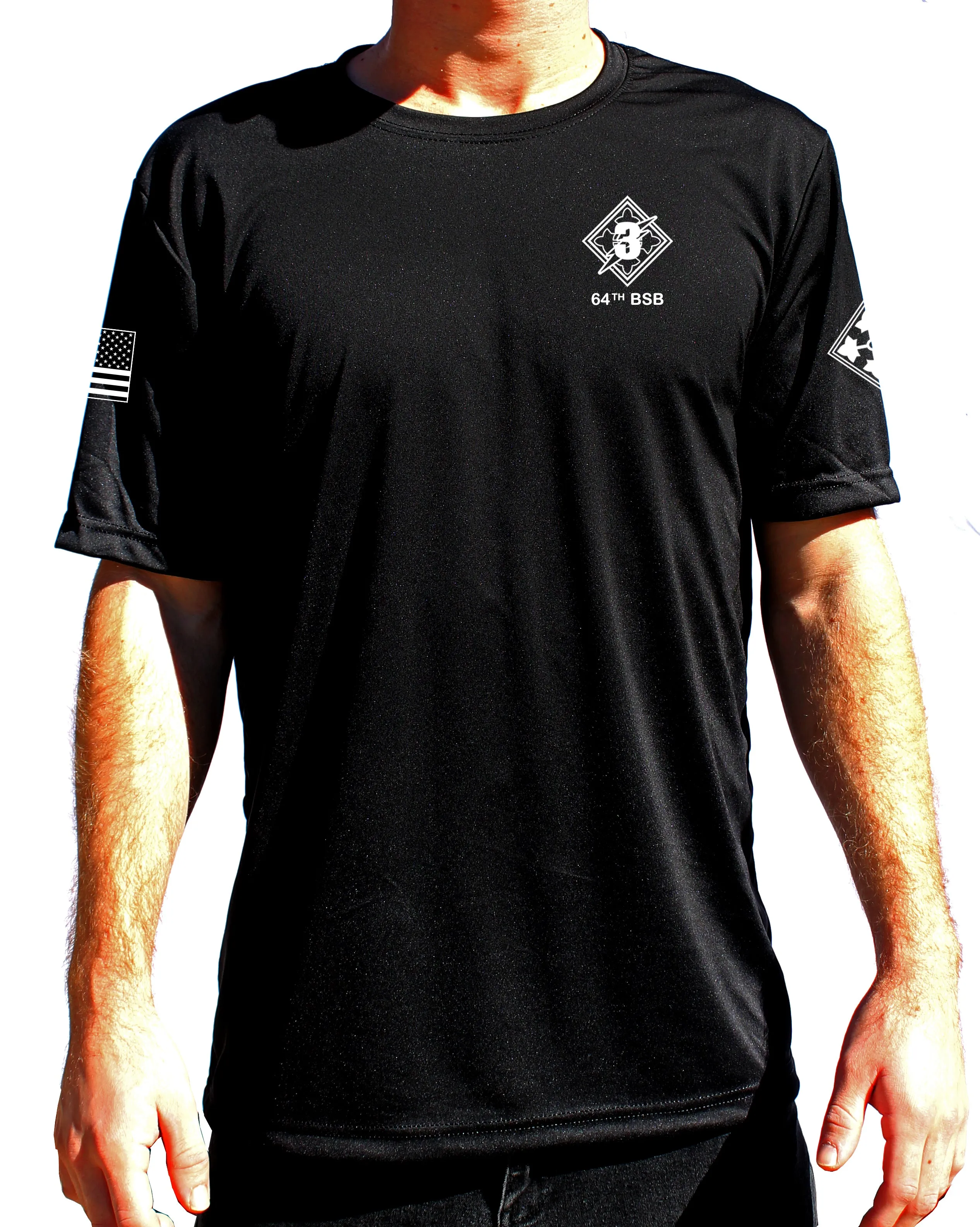 64 Custom Name Athletic Performance Black T-Shirt. This shirt IS approved for PT.