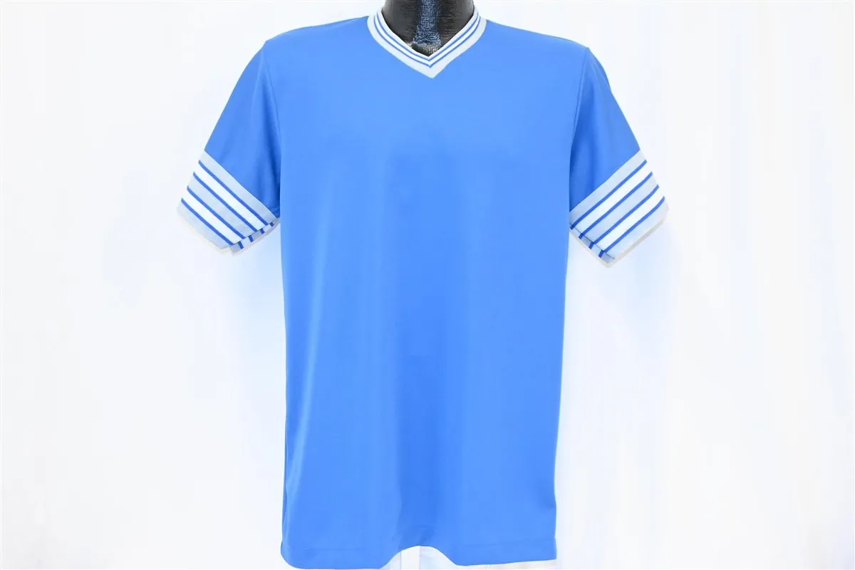 80s Bike Athletic Blue Striped V-Neck Jersey t-shirt Large