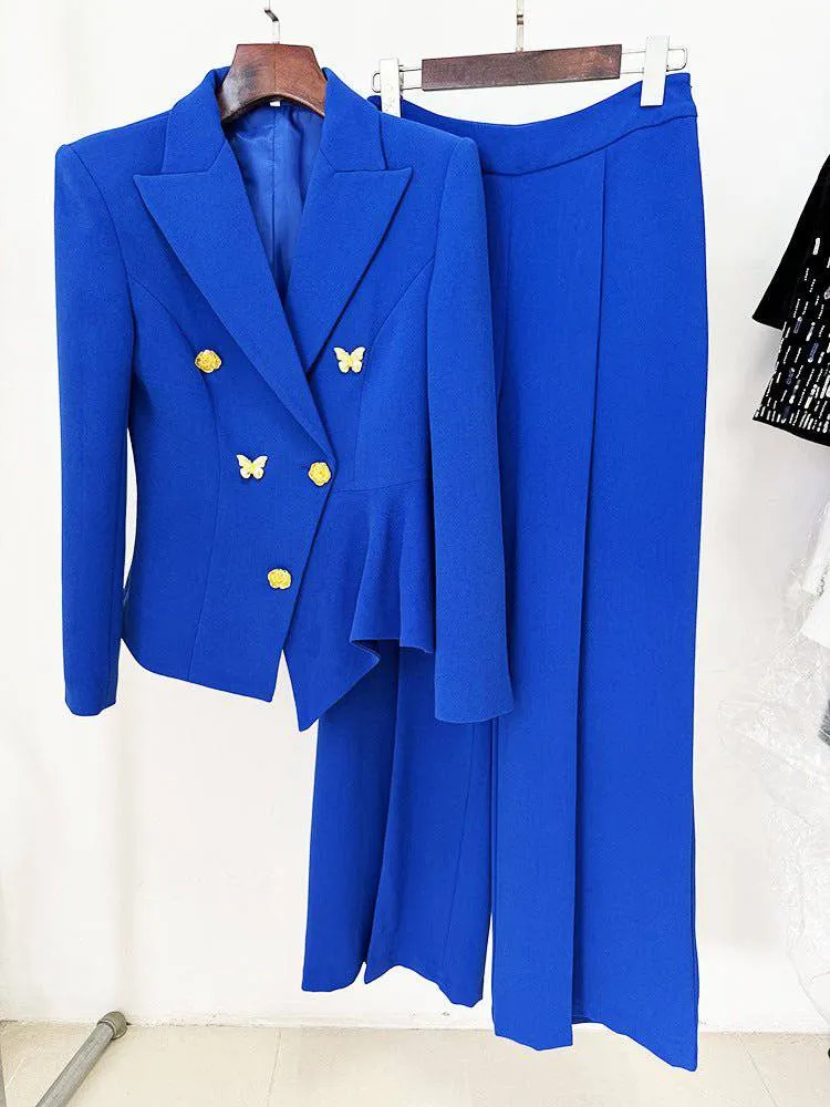 Abby Long Sleeve Butterfly Detail Flared Pants Suit