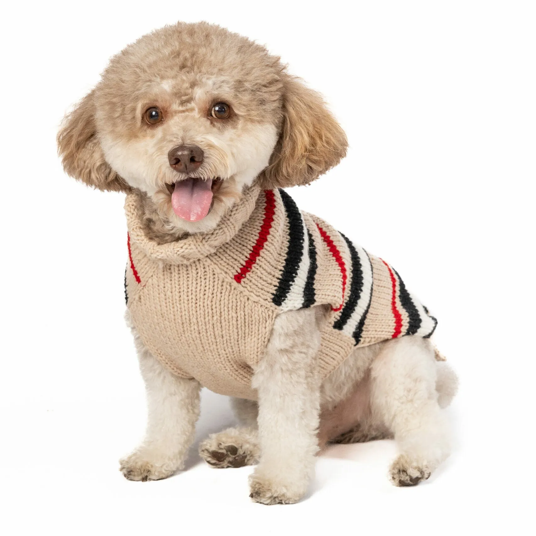 Alpaca Bently Stripe Hand Knit Wool Dog Sweater by Chilly Dog