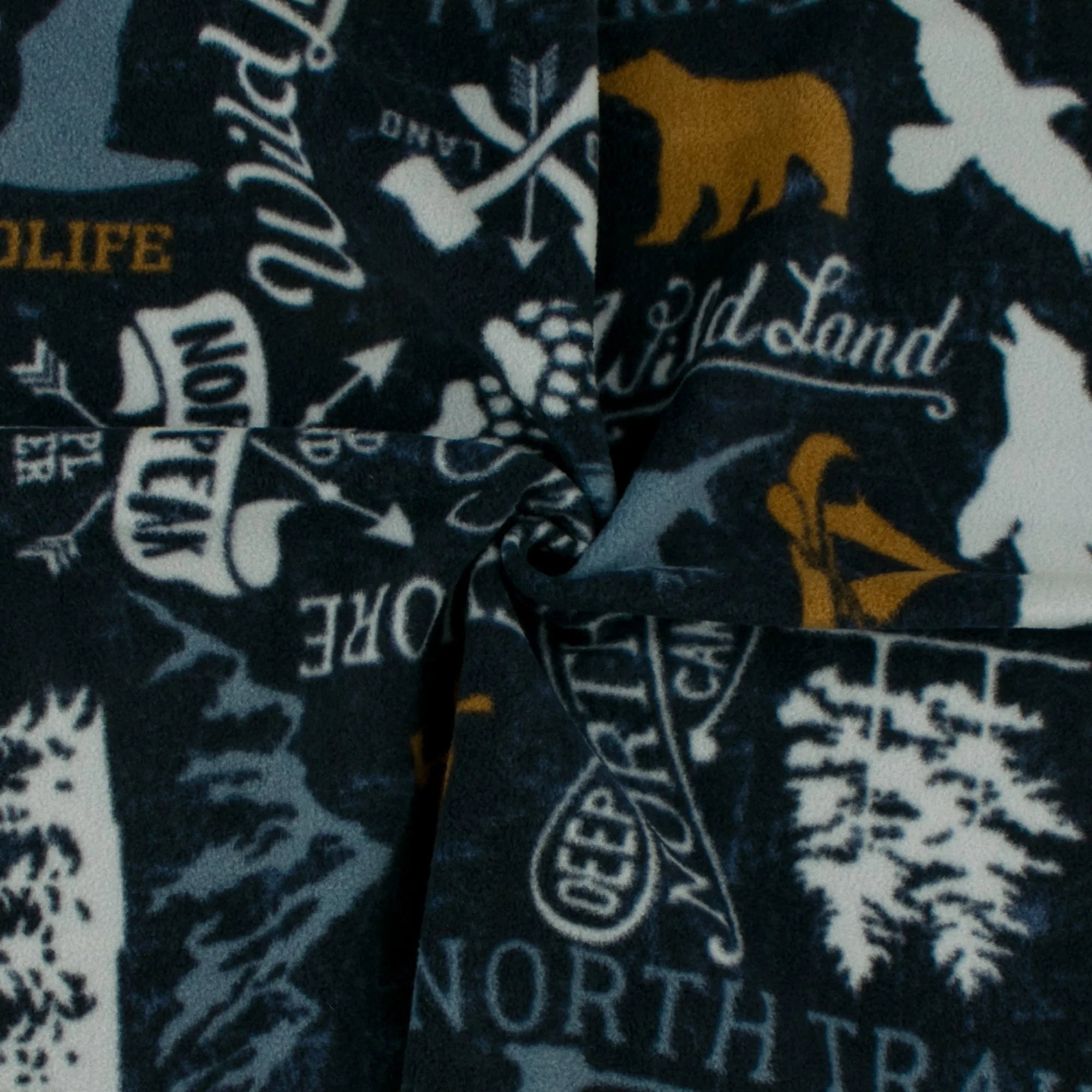 Anti Pill Fleece Print - MONTANA - 005 - Navy