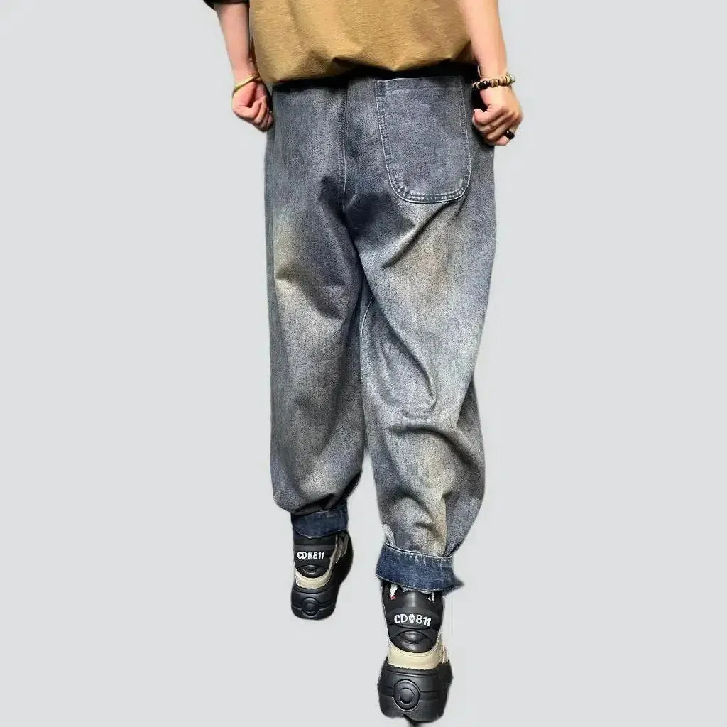 Baggy sanded jean pants
 for women