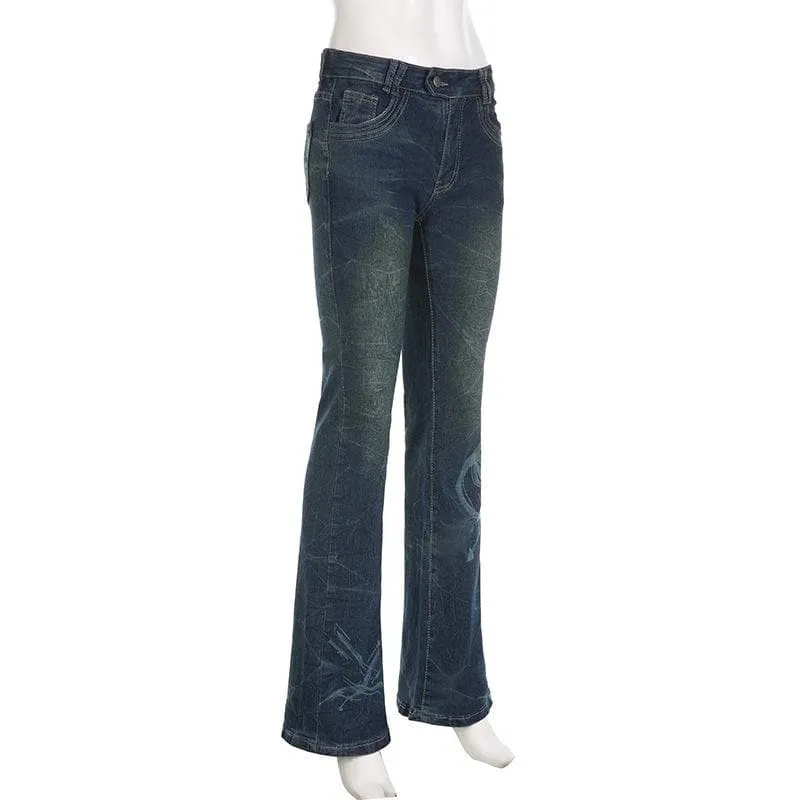 BerriesJam - Abstract Low Rise Flared Jeans