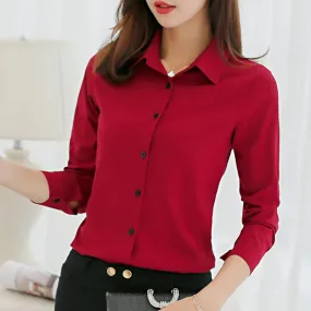 BIBOYAMALL White Blouse Women Chiffon Office Career Shirts Tops 2017 Fashion Casual Long Sleeve Blouses Femme Blusa