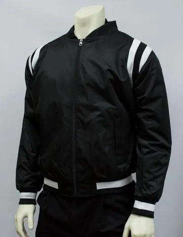 BKS227-Smitty Collegiate Style Black Jacket w/ Black & White Side Insets