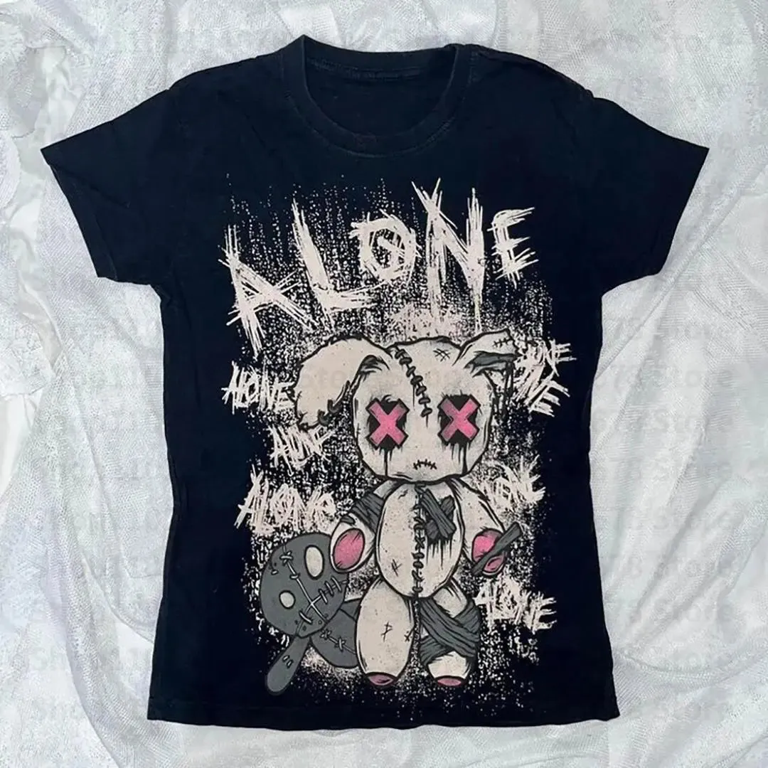 Black Cute Horror Kawaii Grunge Alt T-shirt