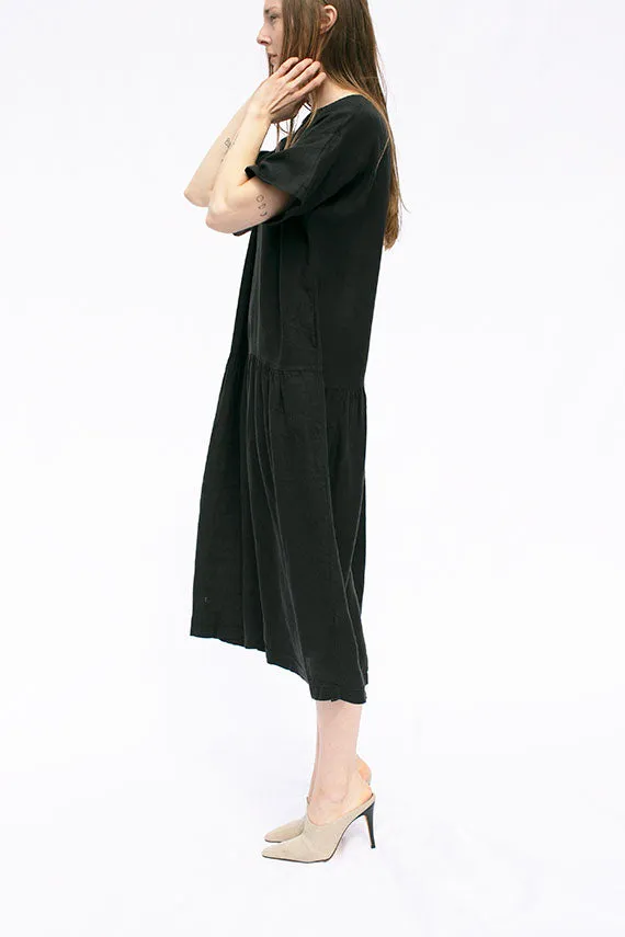 Black Linen Easy Dress