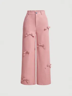 Bow Front Pink Spring Break Wide Leg Pants