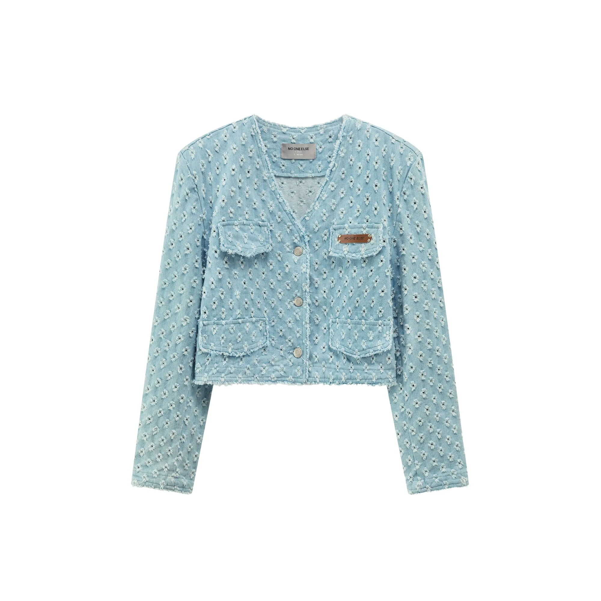 Broderie V- Neck Denim Jacket