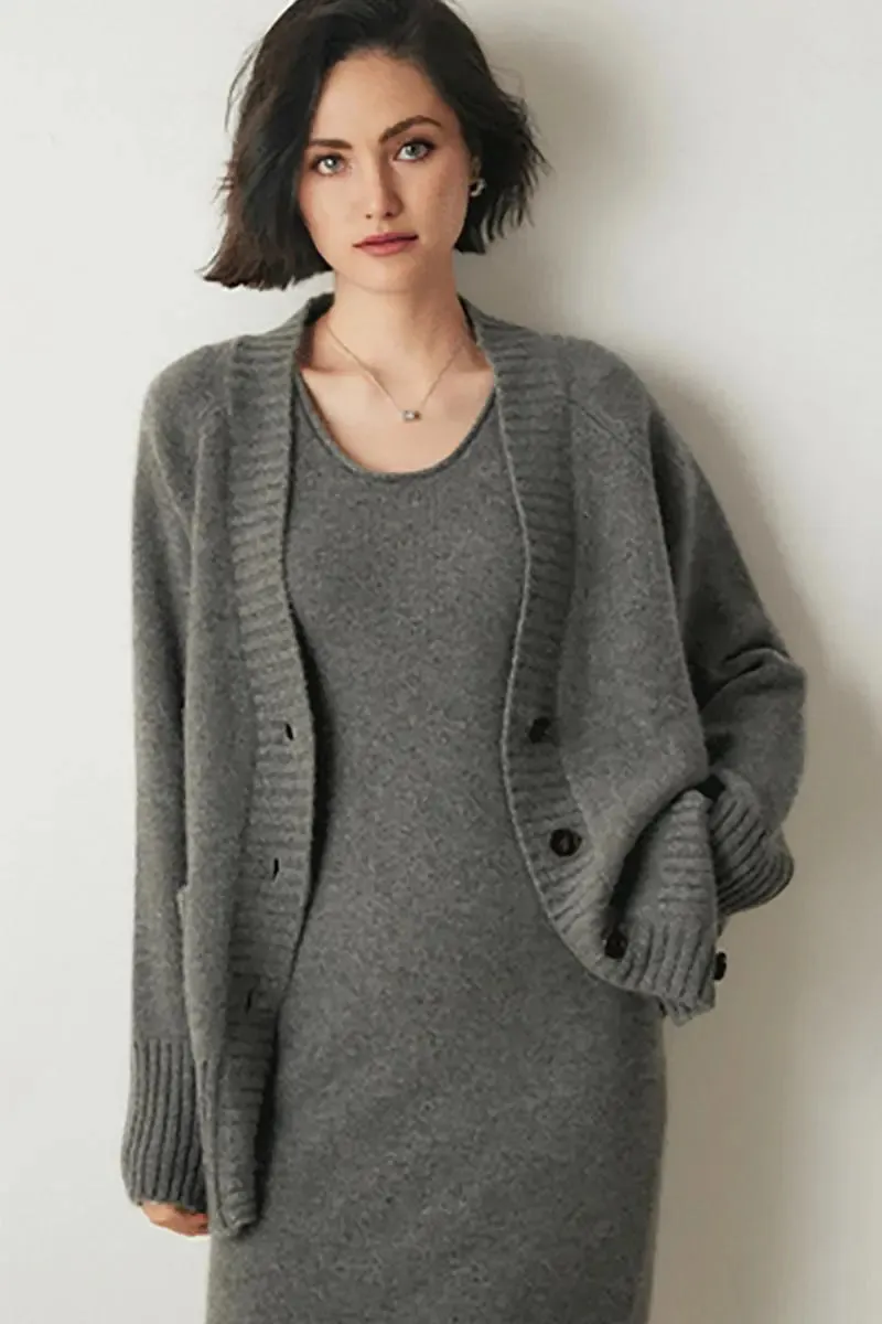 Chunky 100 Cashmere V-Neck Cardigan