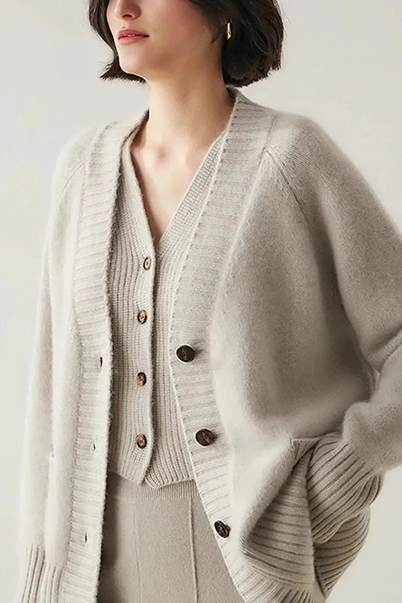 Chunky 100 Cashmere V-Neck Cardigan