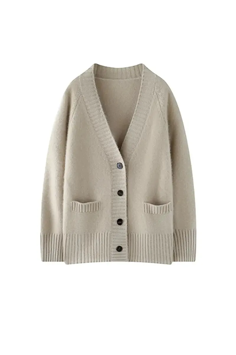 Chunky 100 Cashmere V-Neck Cardigan