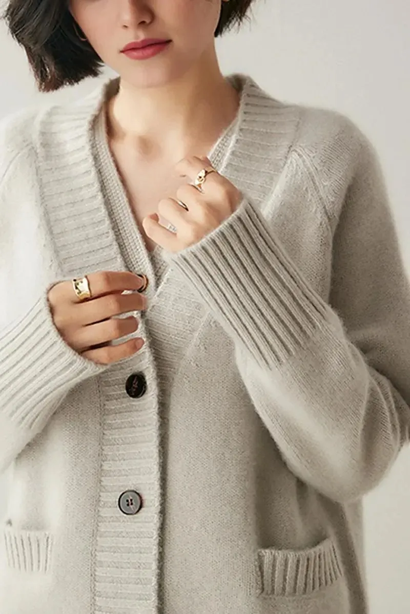 Chunky 100 Cashmere V-Neck Cardigan