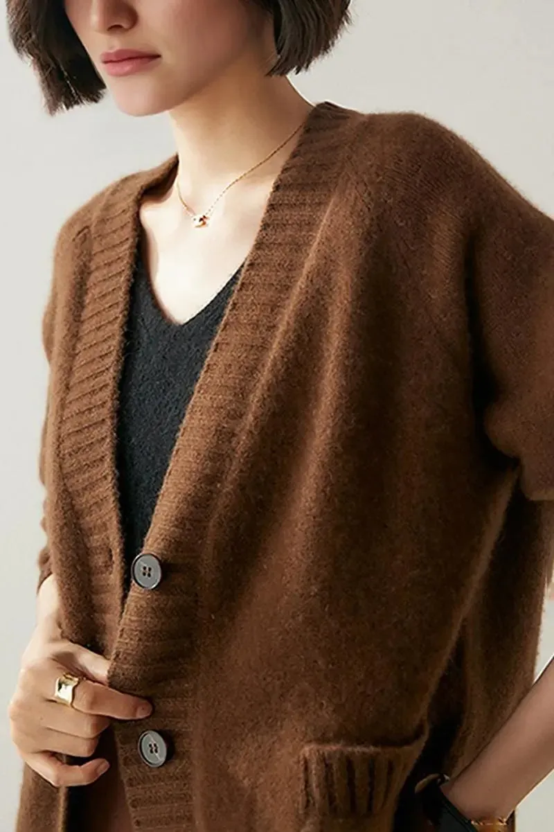 Chunky 100 Cashmere V-Neck Cardigan