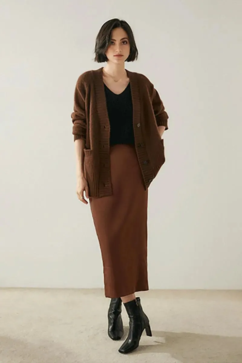 Chunky 100 Cashmere V-Neck Cardigan