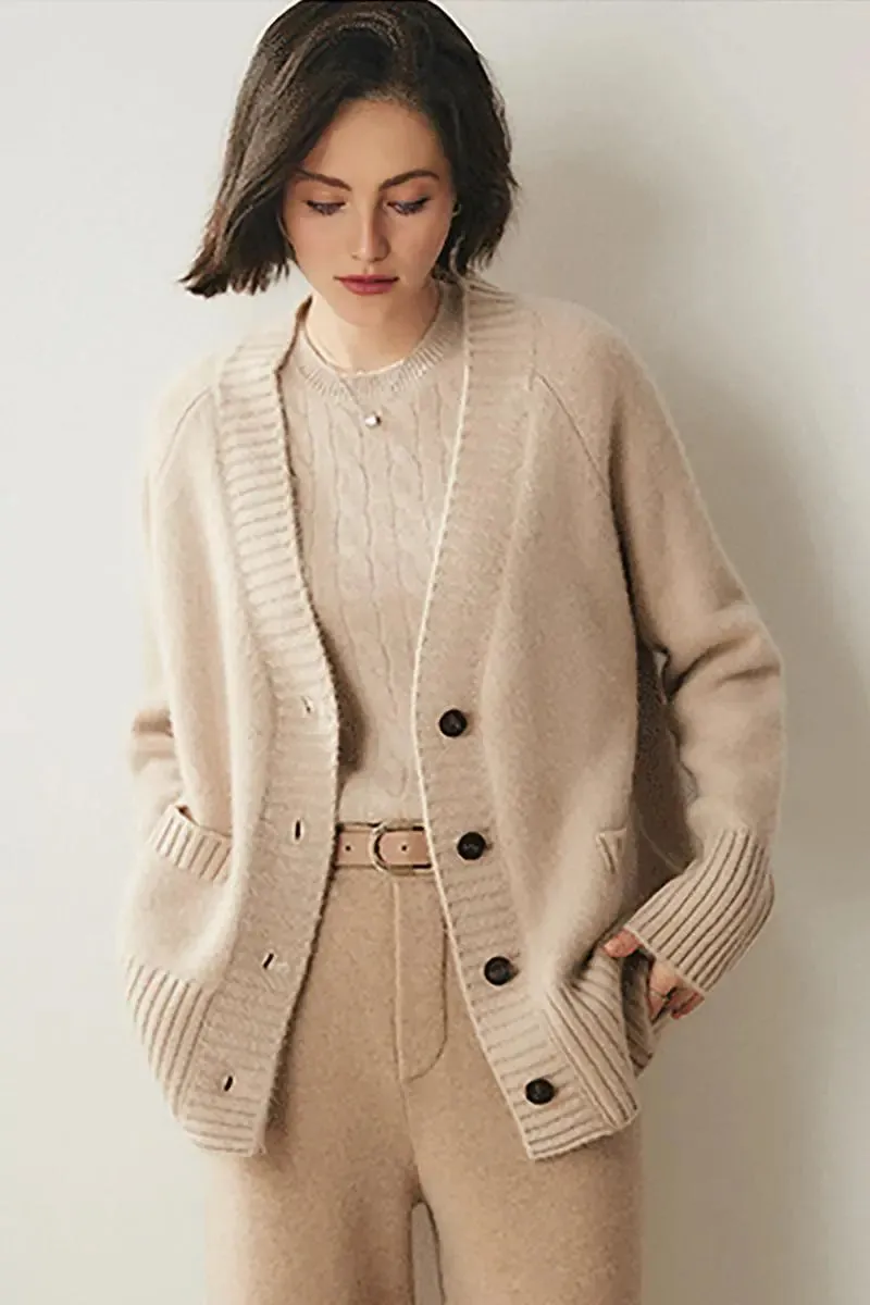 Chunky 100 Cashmere V-Neck Cardigan