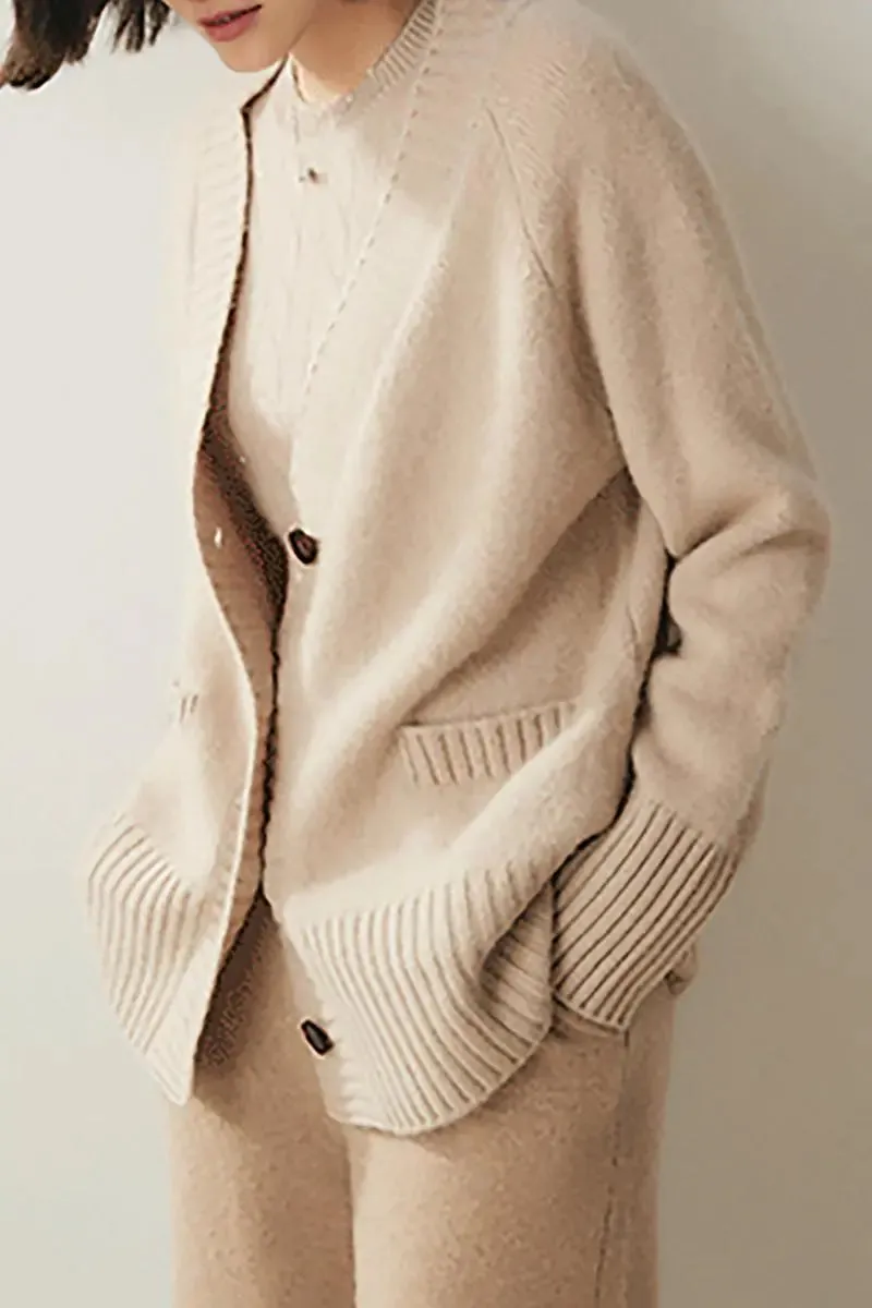 Chunky 100 Cashmere V-Neck Cardigan