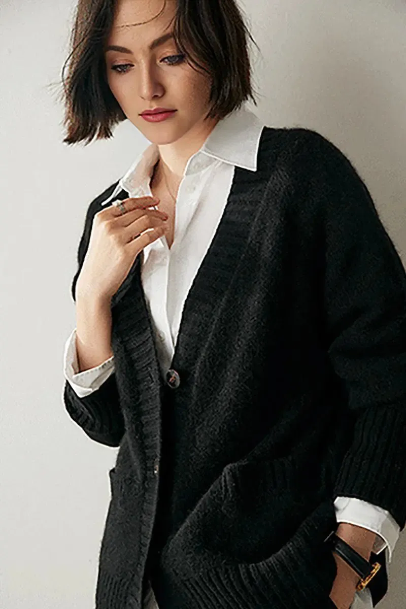 Chunky 100 Cashmere V-Neck Cardigan