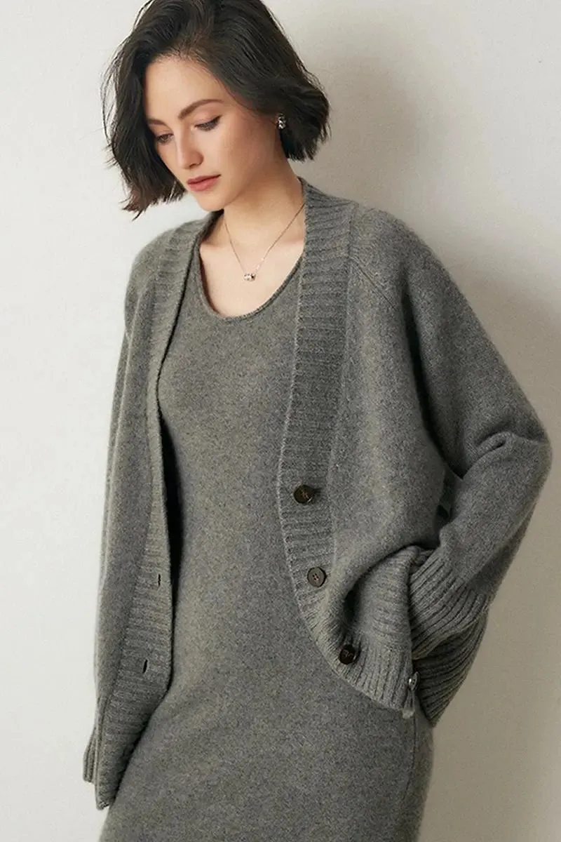 Chunky 100 Cashmere V-Neck Cardigan