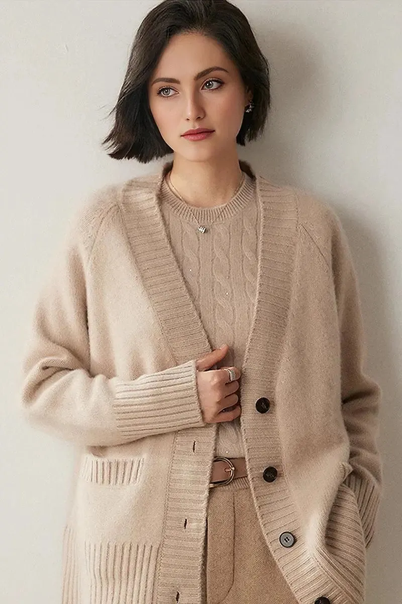 Chunky 100 Cashmere V-Neck Cardigan