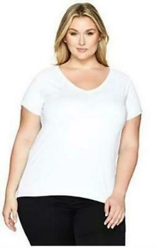 Clementine Apparel Womens Ladies Curvy Plus V-Neck T-Shirt