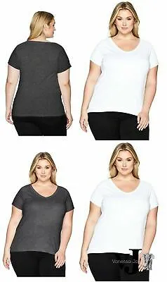 Clementine Apparel Womens Ladies Curvy Plus V-Neck T-Shirt