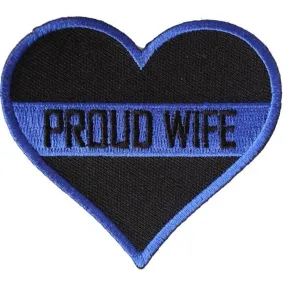 Daniel Smart Proud Wife with Thin Blue Line Law Enforcement Embroidered Iron On Patch, 3 x 2.7 inches