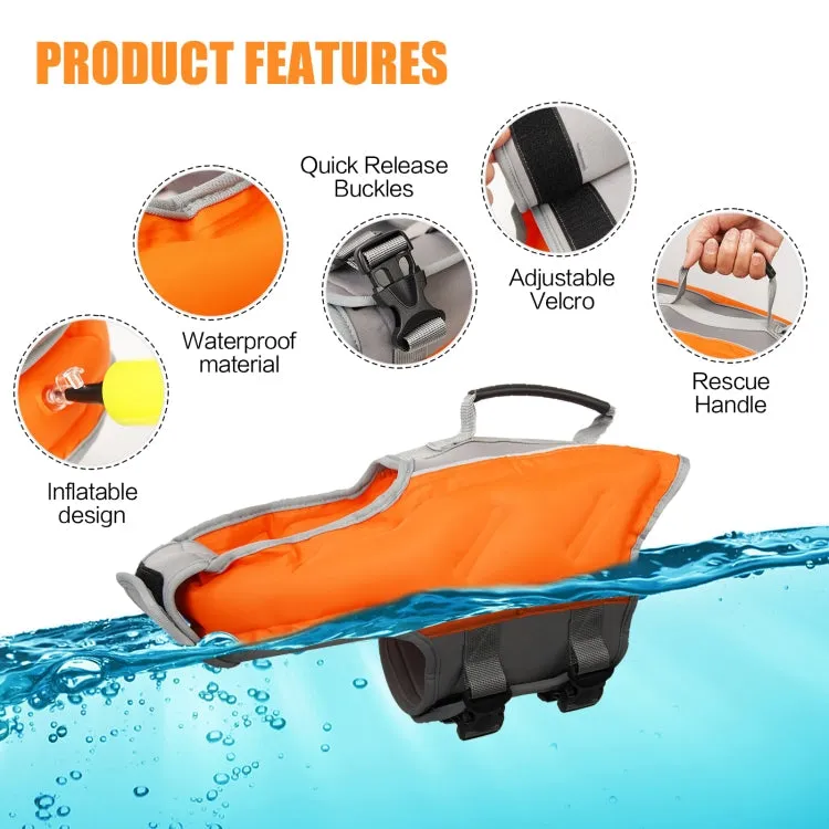 Dog Inflatable Swimsuit Easy to Carry Pet Life Jacket with Pump, Size: