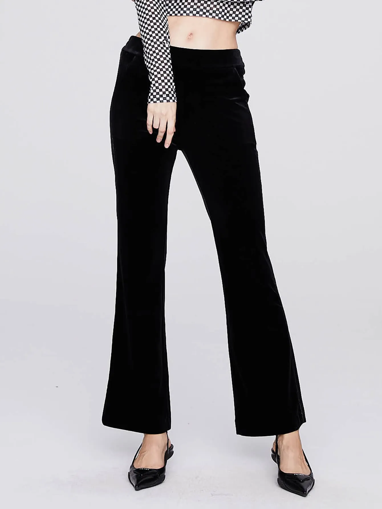 Elegant Contrast Binding Natural Long Women Pants