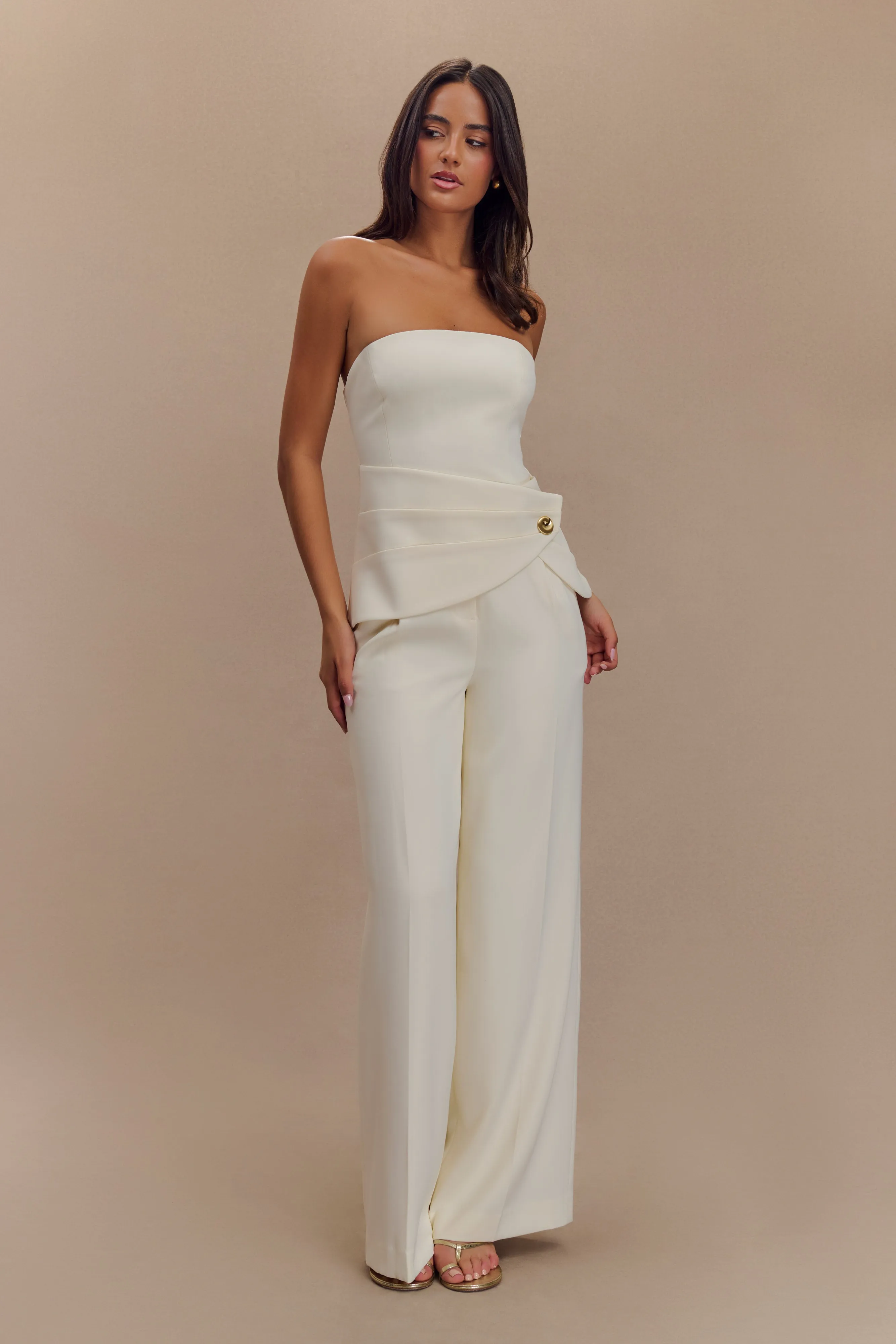 Faith Suiting Wide Leg Pant - Ivory