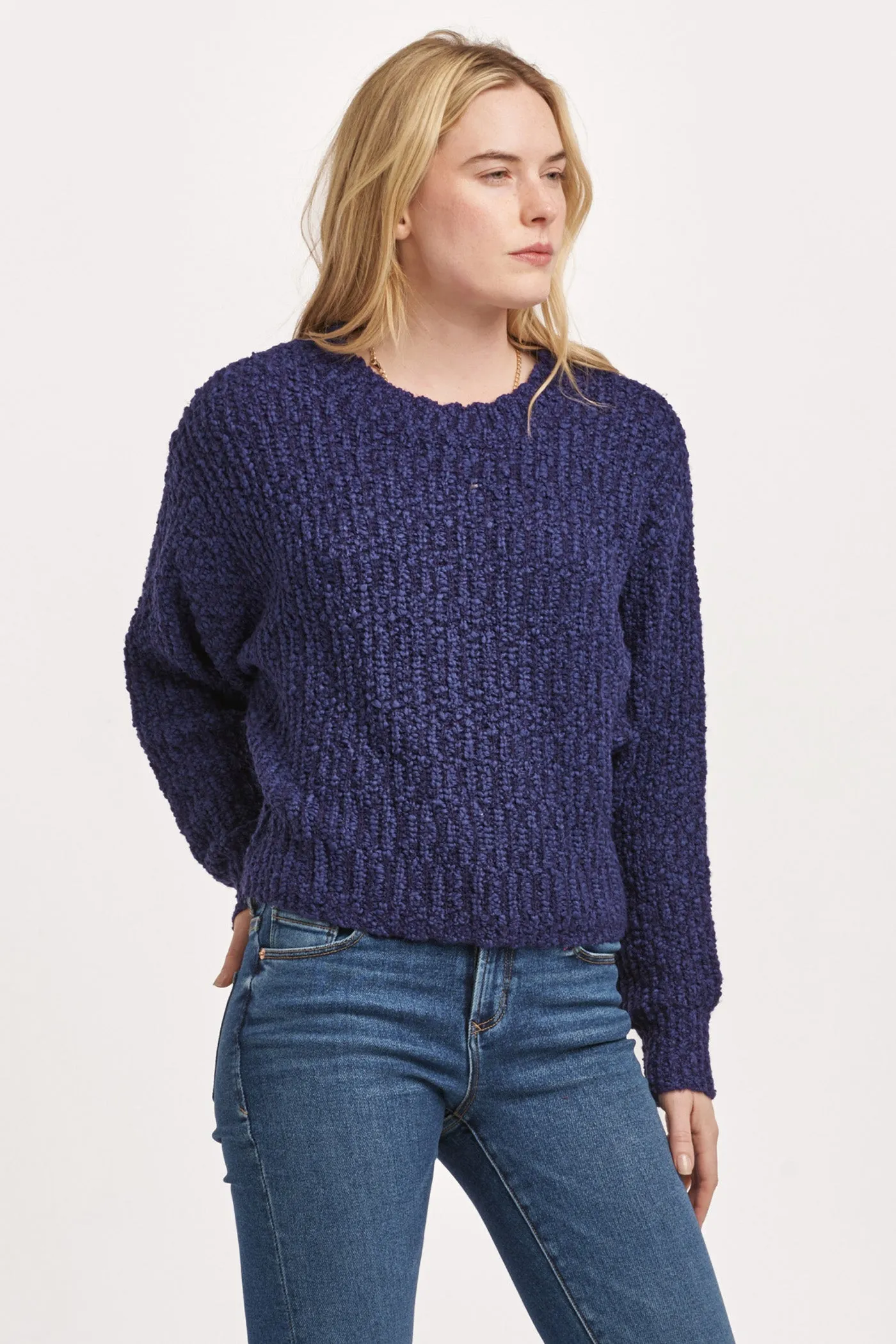 FANTINE CREW NECK LONG SLEEVE SWEATER SKIPPER BLUE