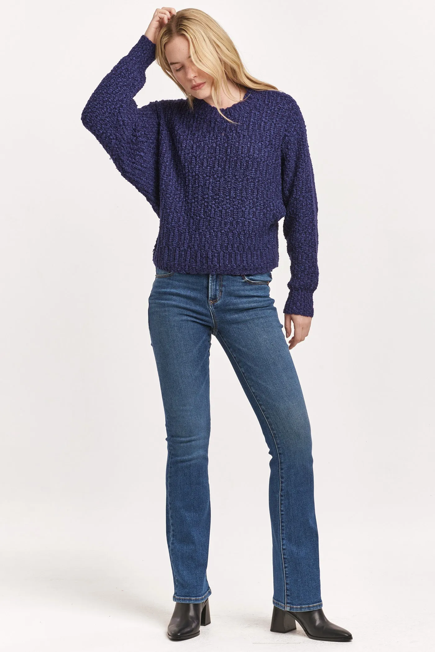 FANTINE CREW NECK LONG SLEEVE SWEATER SKIPPER BLUE