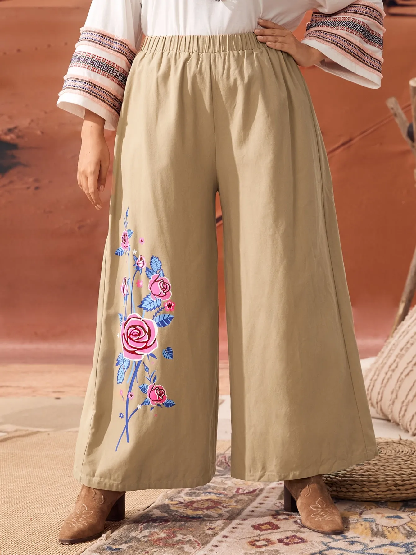 Floral Long Plus Size Pants