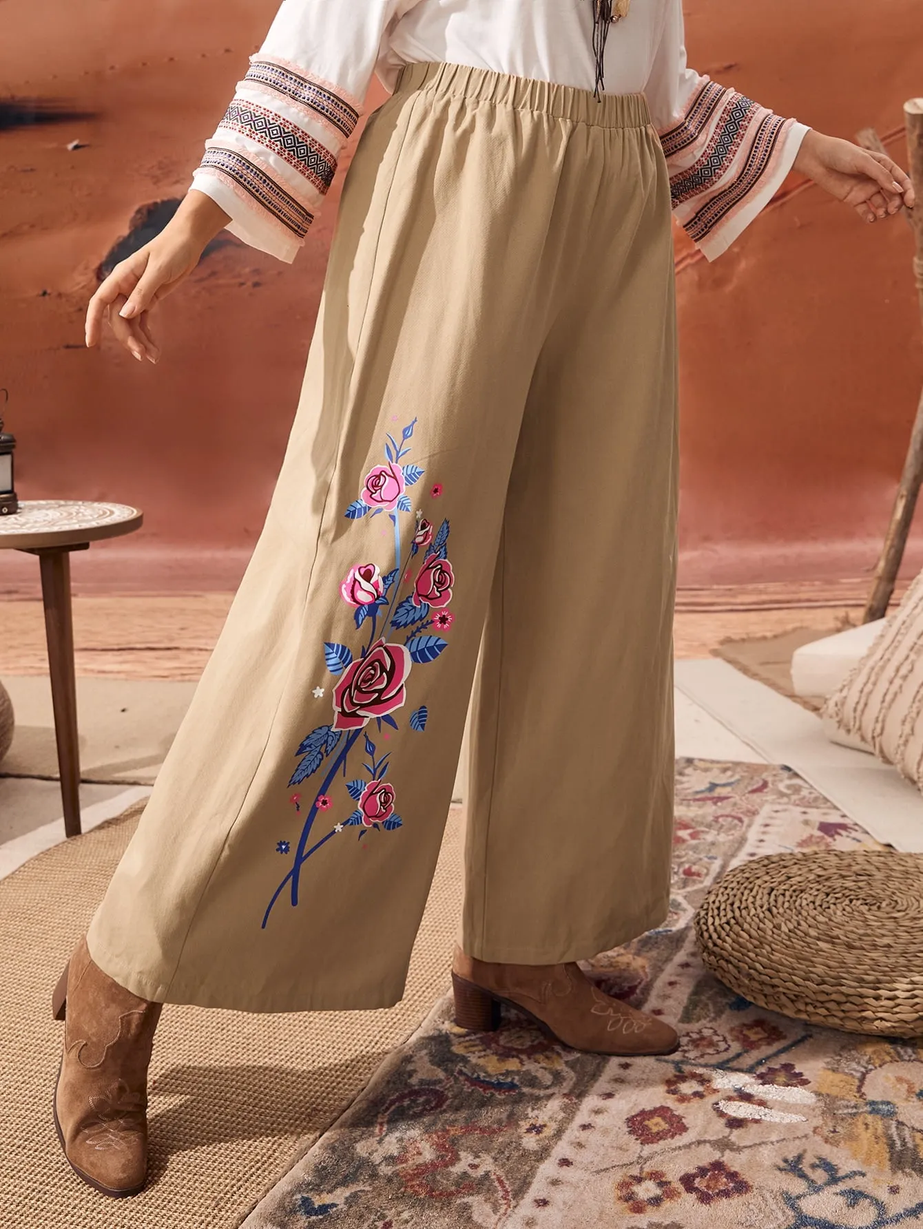 Floral Long Plus Size Pants