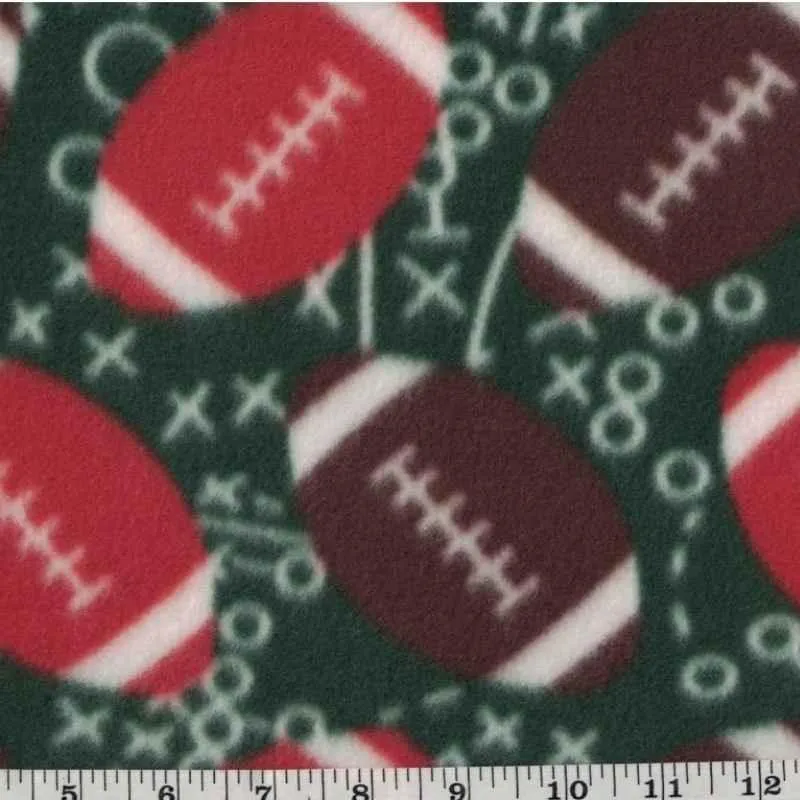 Footballs on Green Anti-Pill Polar Fleece