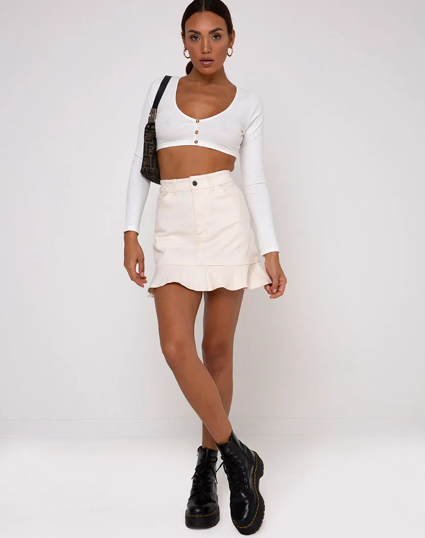 Gato Crop Top in Rib Ivory