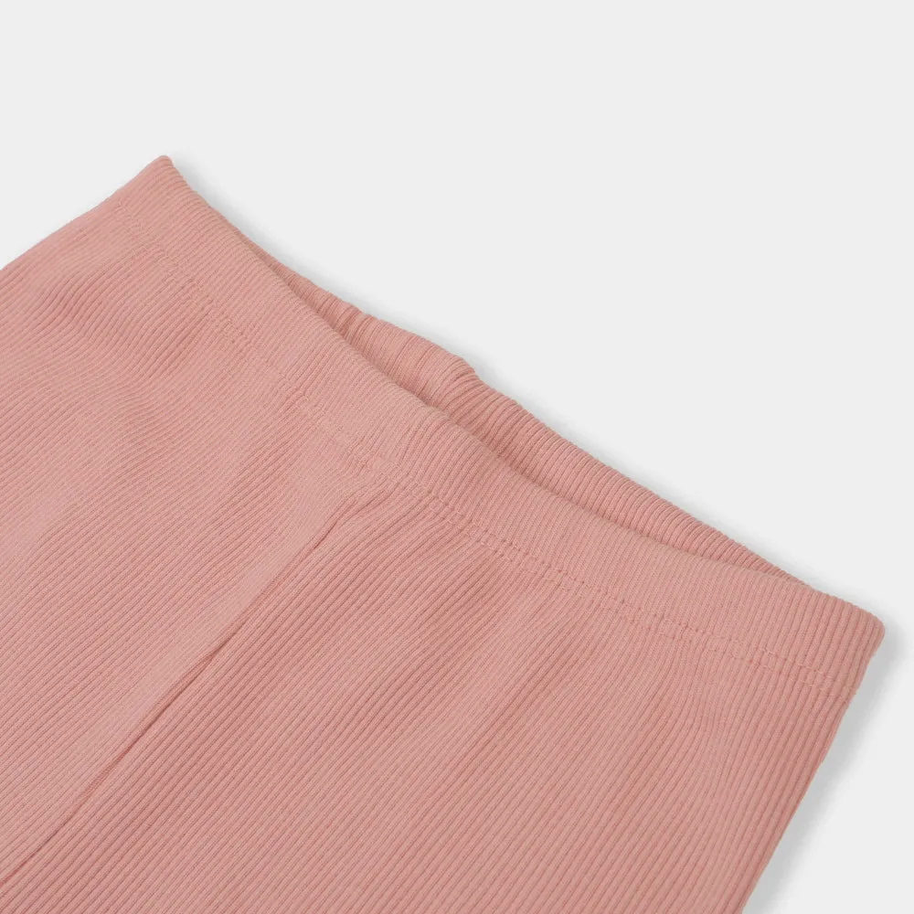 Girls Rib Tights - Peach