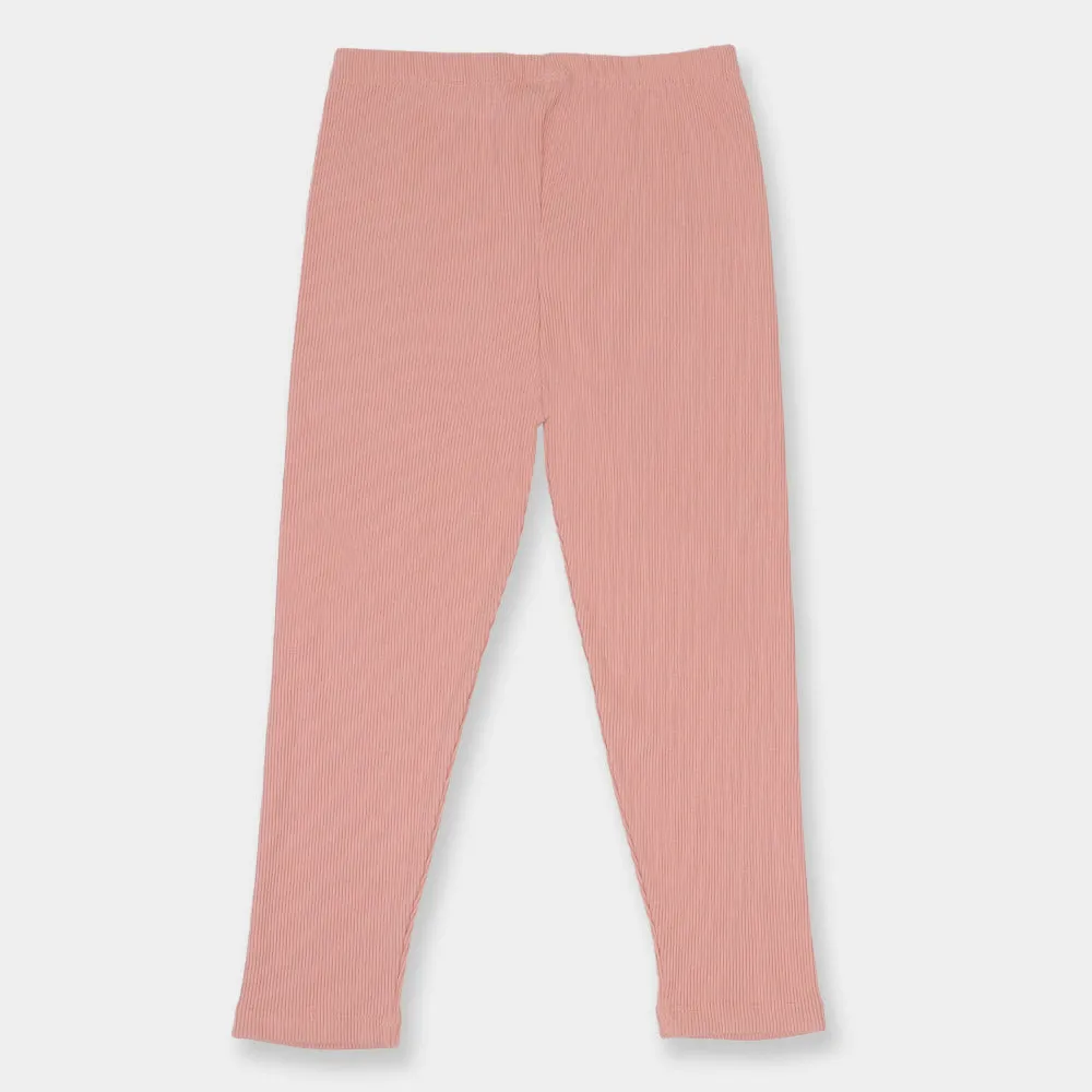 Girls Rib Tights - Peach