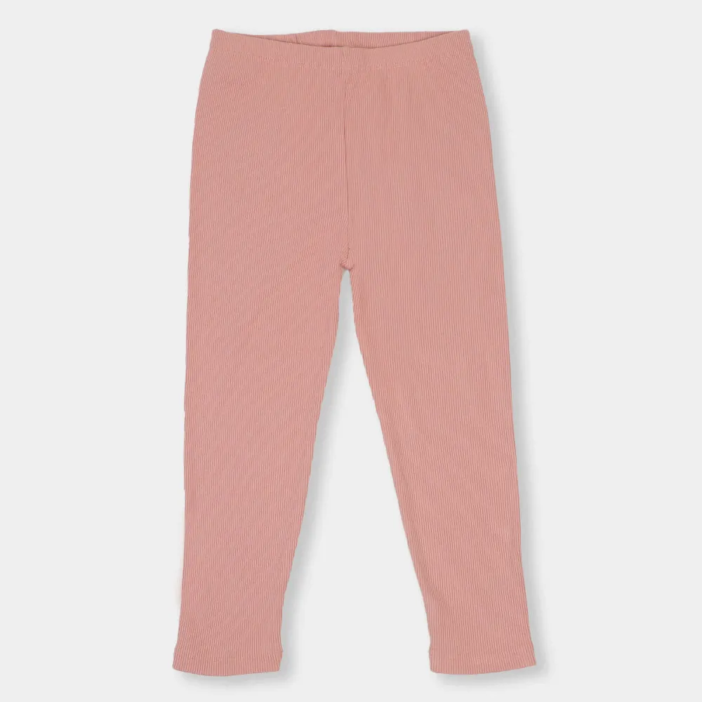 Girls Rib Tights - Peach