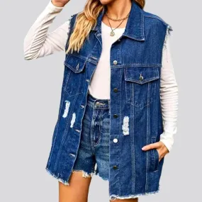 Grunge oversized jean vest for ladies