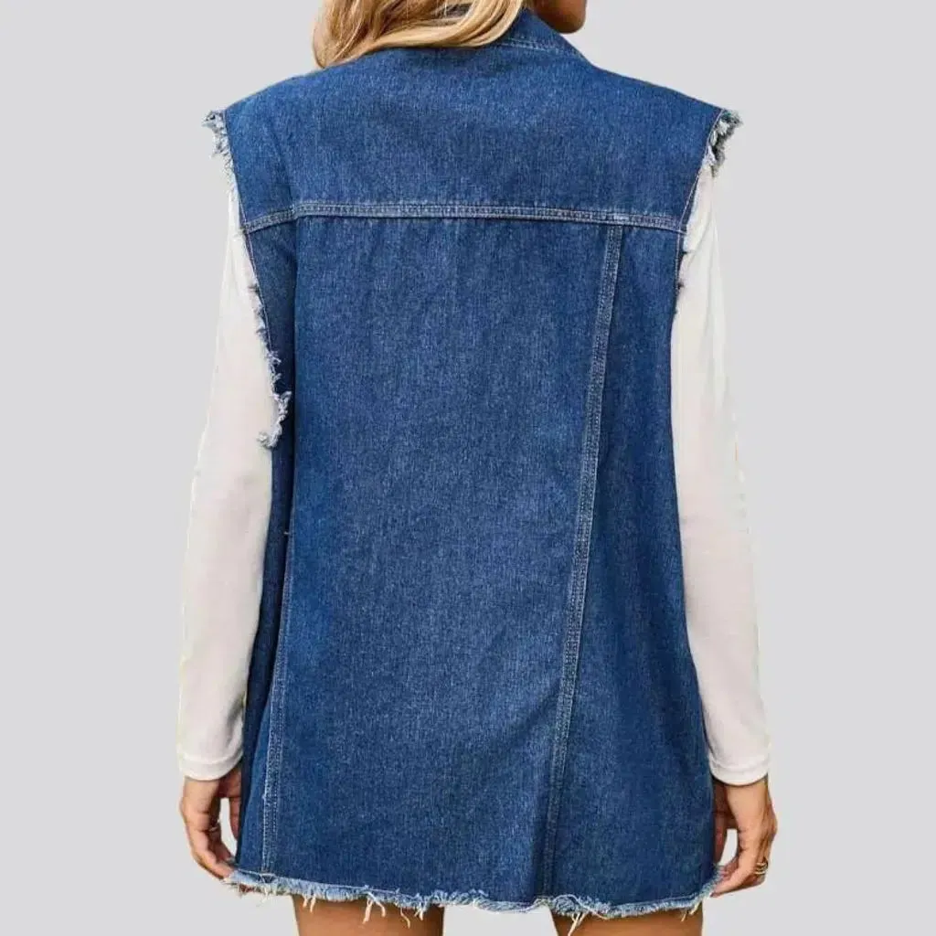 Grunge oversized jean vest for ladies