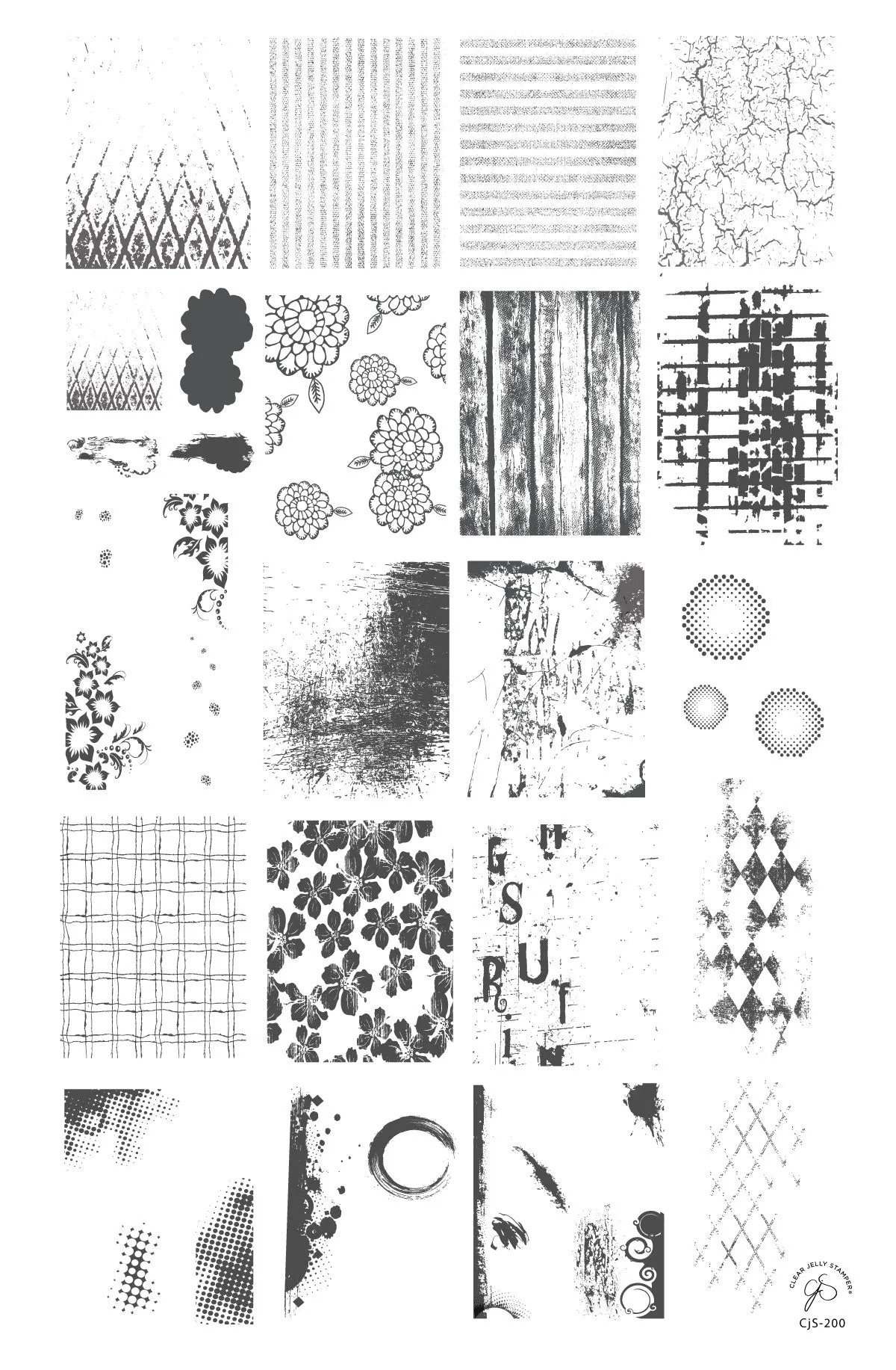 Grunge Series - Textures (CjS-200) Steel Layered Nail Art Stamping Plate