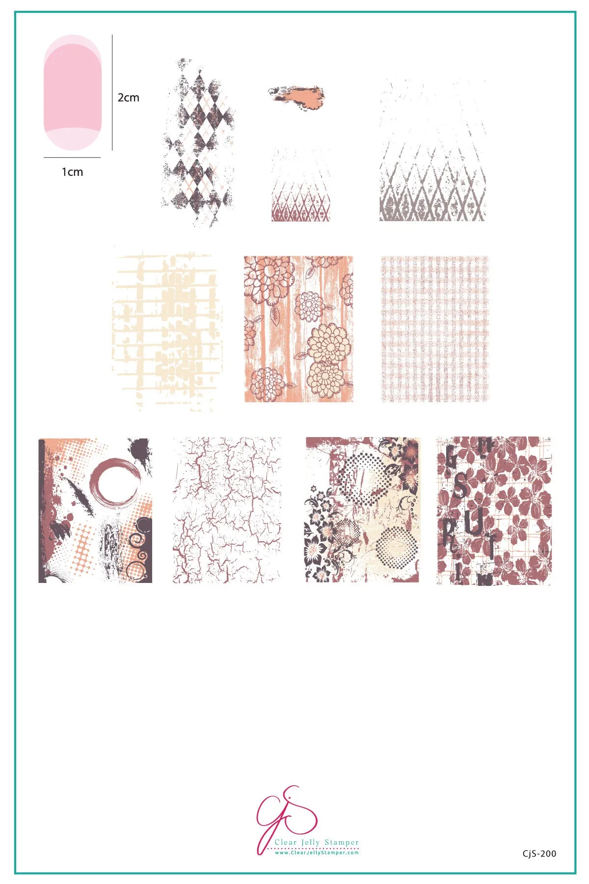 Grunge Series - Textures (CjS-200) Steel Layered Nail Art Stamping Plate