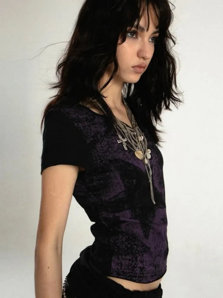 Grunge Star Printed Top