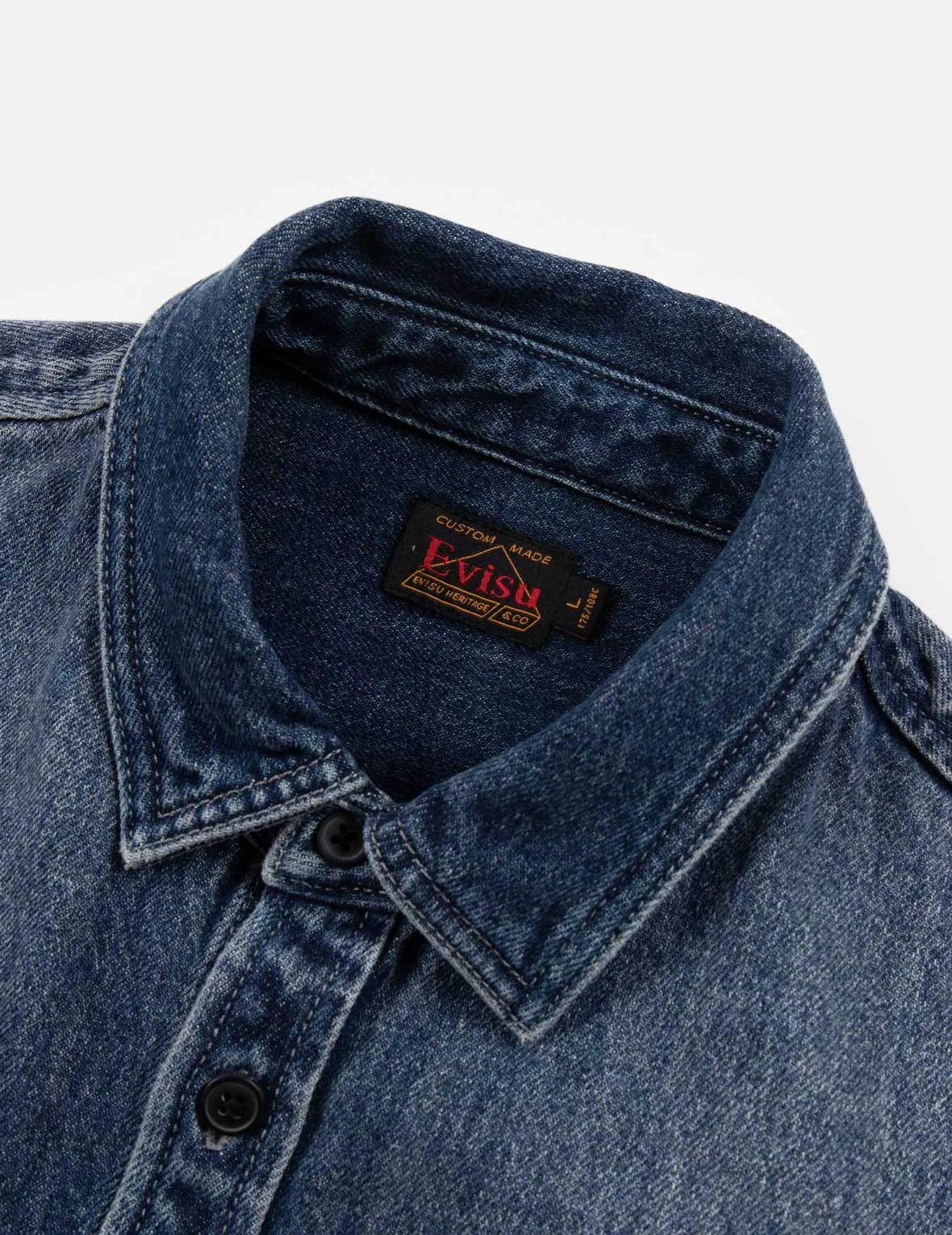 Grunge Style Logo and Seagull Appliqué Relax Fit Denim Shirt