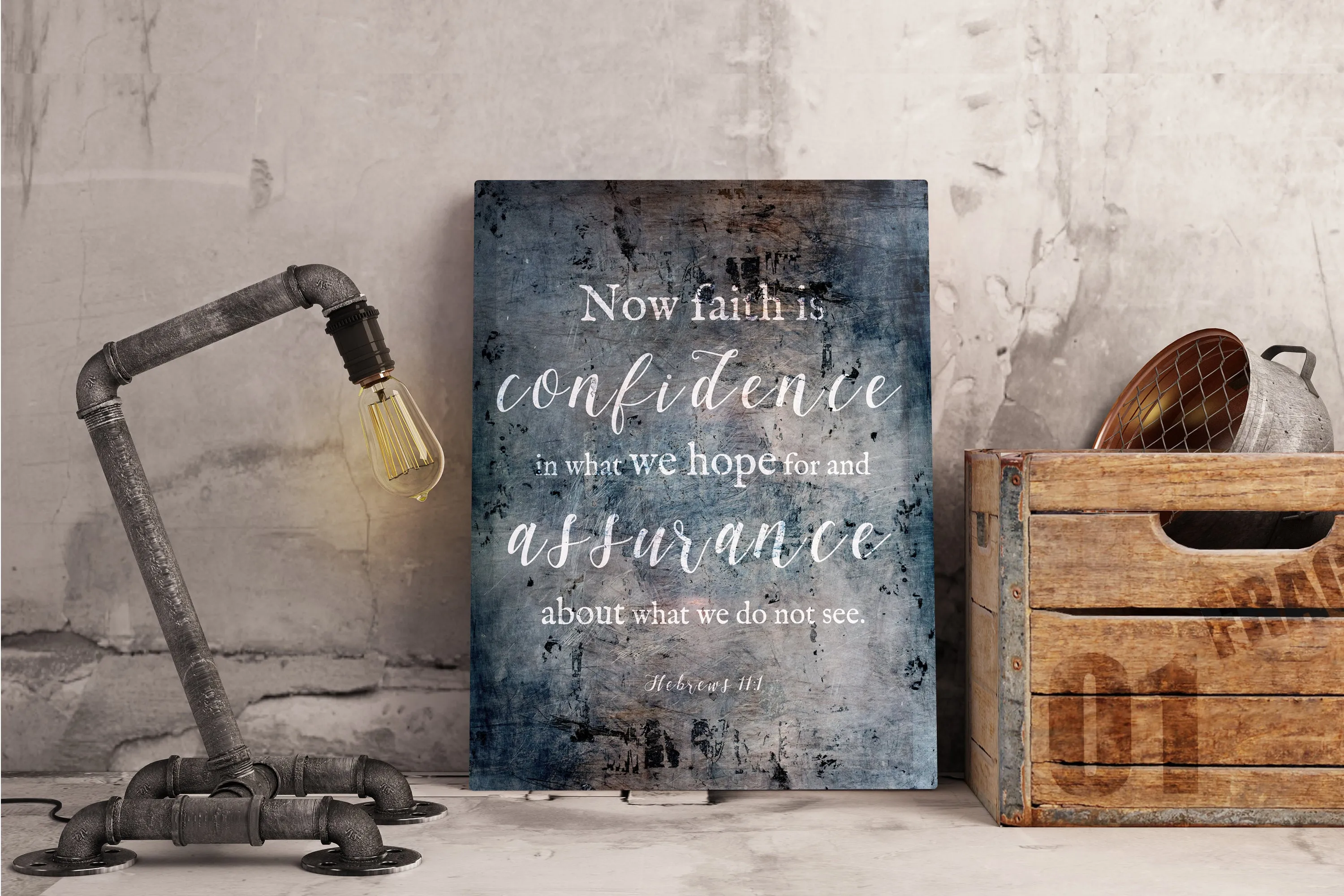 Hebrews 11:1 Distressed Metal Sign