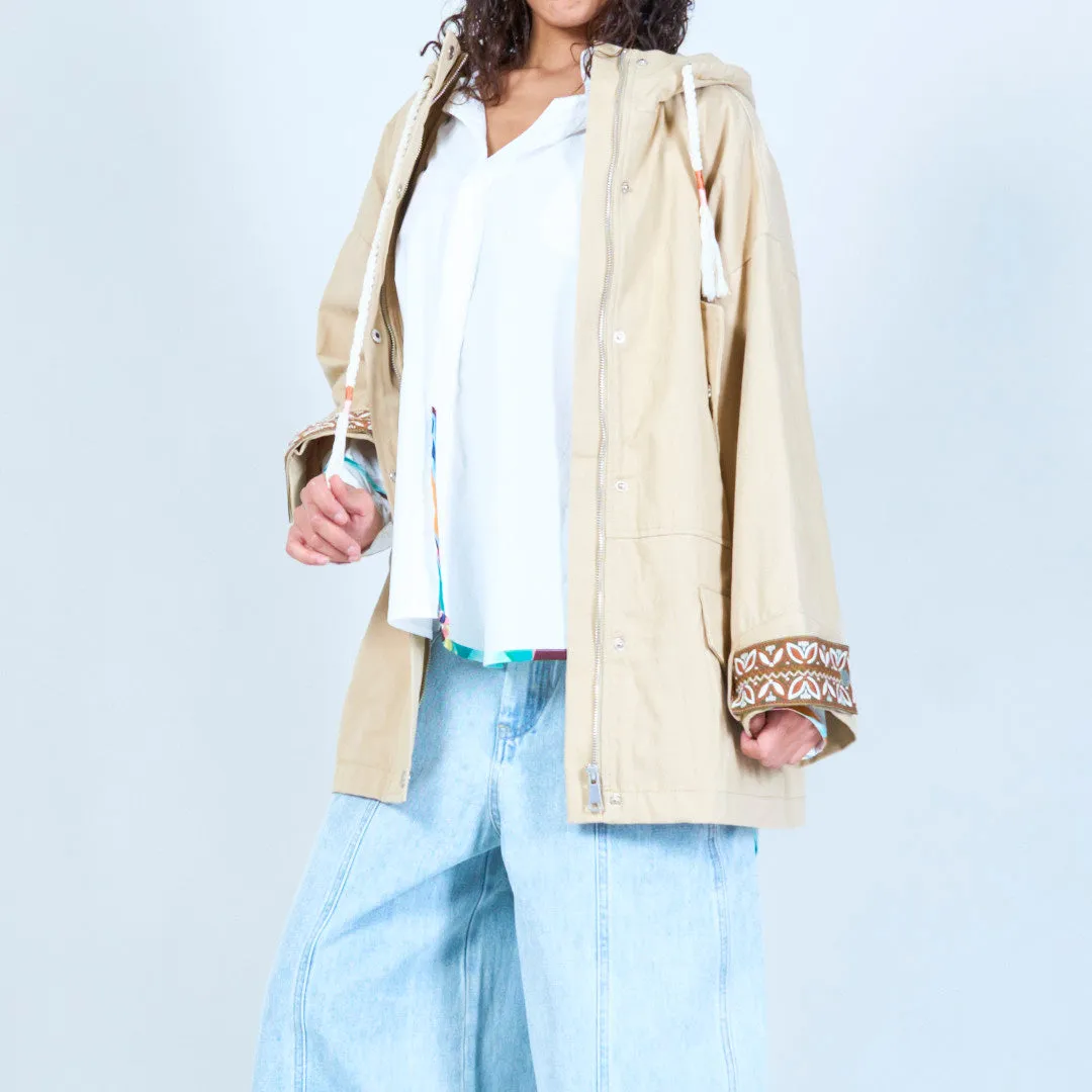 Hooded utility jacket with drawstring details wholesale